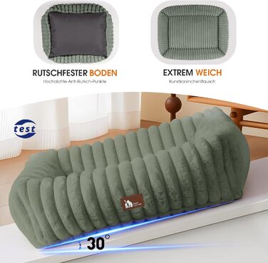 М'який лежак для собак, ортопедичний, великі породи, з підголовником, знімний, для собак XL, сірий (109x76x20 см)