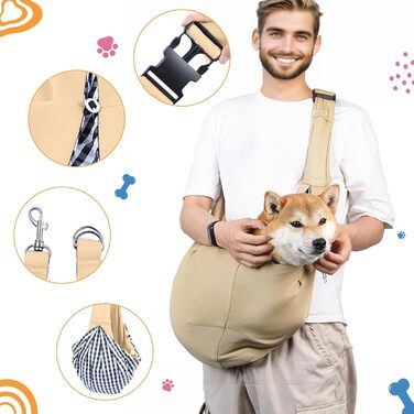 Сумка-переноска для собак Sertay, регульована, реверсивна, для щоденних прогулянок та покупок (Хакі)