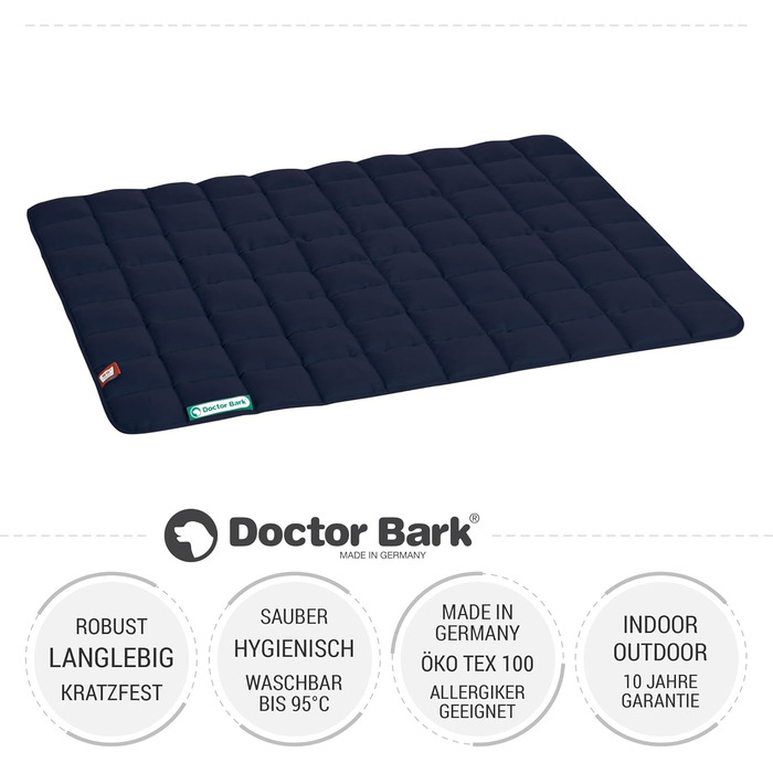 Лежак для великих собак Doctor Bark, м'який, міцний, двосторонній, для дому та вулиці, пральний до 95°C, розмір L, золотисто-королівський синій