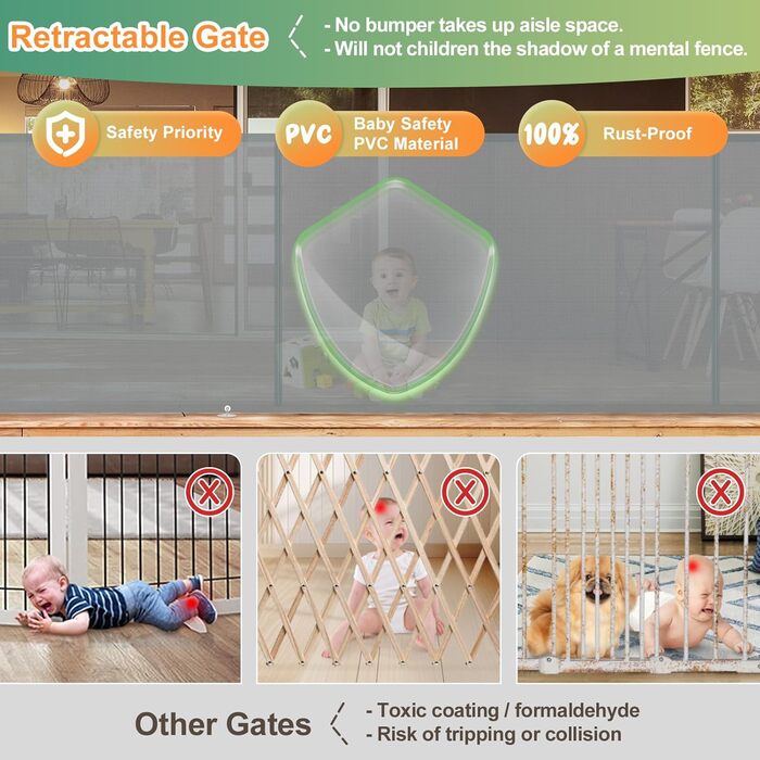 Розсувне захисне огородження для дітей та собак, 400 см, біле. Захист для сходів/коридору/інтер'єру/екстер'єру.