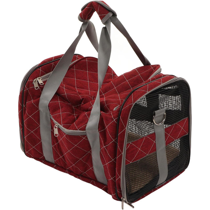 Транспортна переноска для собак та котів, складана, дихаюча, м'яка переноска з плечовим ремінцем (Бургунді)