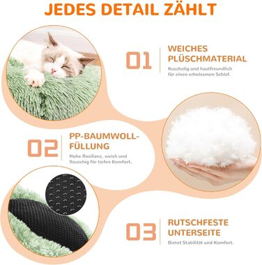 Заспокійливе кругле ліжко для собак і котів ALLSOPETS, м'яке плюшеве, апельсинове, 60 см, знімний чохол, протиковзка основа, для малих і середніх порід