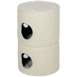 PawHut Scratching Barrel, Бочка для кішок висотою 69 см з 2 отворами, Play Ball, Подільне котяче дерево, Cat Tower для кішок до 5 кг, Cream White | Аосом