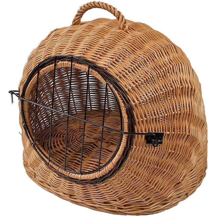 Транспортний кошик для тварин з ротангу, коричневий, розмір M, 50x40x45 см, знімний металевий ґрат
