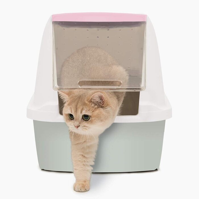 Туалет для котів Catit 50700 з кришкою, 43x57x50 см, білий/сірий/рожевий