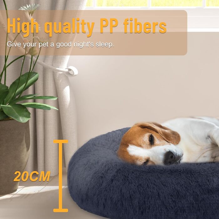 Кругле ліжко для собак і котів з плюшу, 120 см, сіре (4XL)
