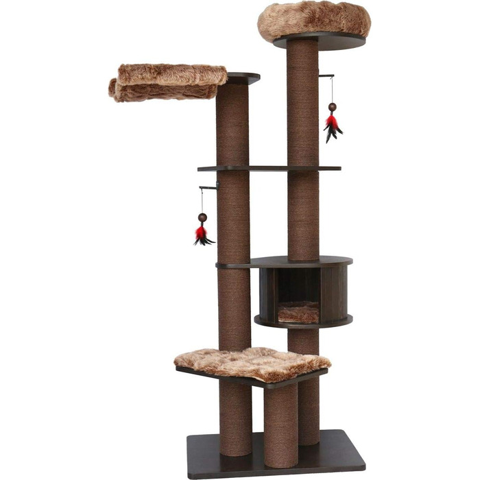 Драбина для котів Flamingo Raisa 3 – коричнево-сіра, 198 см | XXL комплекція для котів!