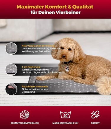 Літня подушка для собак HS-Hundebett® з бавовни з наповнювачем та антиковзаючою основою XS – М'яка подушка для собак на літо – Пральна та довговічна – Легка літня подушка для собак – Виготовлено в Німеччині (Сірий Якір, 40x60 см)