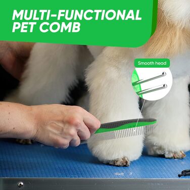 Гребінець для собак від вичісування - догляд за шерстю, випадання шерсті та вичісування. Двобічний гребінець з лезами - видаляє пух, ковтуни та заплутане волосся. Підходить для собак та котів