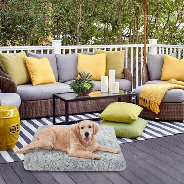 Крісло-лежанка для собак та котів Aomig, квадратне, плюшеве, 75x50x8 см, сірий колір