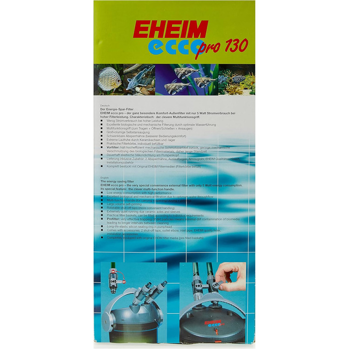 Зовнішній фільтр Eheim ecco pro 130 з фільтруючим наповнювачем для акваріума