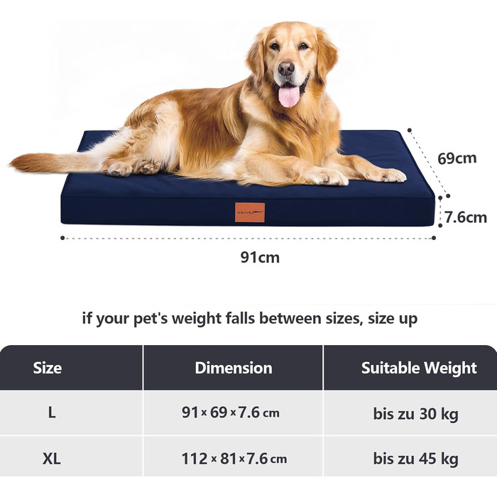 Ортопедичне ліжко для собак WAVVE, ліжко-софа для середніх собак з піною 