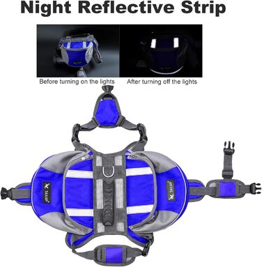 PETCUTE Рюкзак-переноска для собак середніх та великих порід, регульований, для подорожей, прогулянок, тренувань, з ручкою, синій