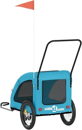 Причіп для велосипеда, переноска для собак, блакитний, Oxford-тканина, сталь, 93988