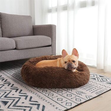 М'яке ліжко для собак та котів, софа, кругла, плюшеве, водонепроникне, 50 см, коричневе