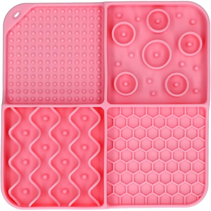 Килимок для собак - годівниця-головоломка 21x21 см, силікон, рожевий | Анти-головоломка, для повільного годування