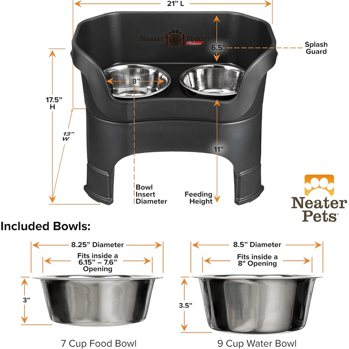 Автоматична годівниця для собак NEATER PET BRANDS Feeder-Deluxe з подовженими ніжками, велика, чорна