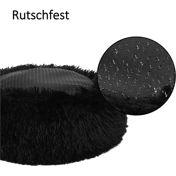 Кругле лежанка для собак середнього розміру Donut Fluffy 70см - м'яке, зручне ліжко для собак та котів, чорний кошик