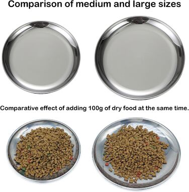 Миски для котів з нержавіючої сталі – для полегшення догляду за вусами, зменшення втоми, годівниця для котів з нековзною підкладкою (2 шт, великі)