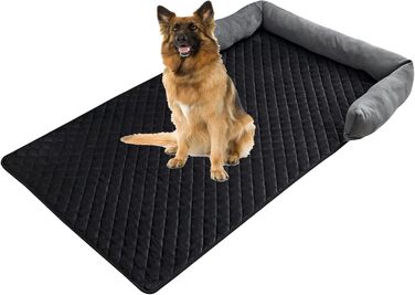 М'яке ліжко-матрац для собак і котів з велюру, антиковзаюче, миється, 75x120 см, сірий/чорний