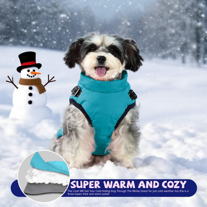 Водонепроникний дощовик для собак з підкладкою для миски - зимова куртка для маленьких, середніх та великих собак (XXX-Large, світлий, блакитний)