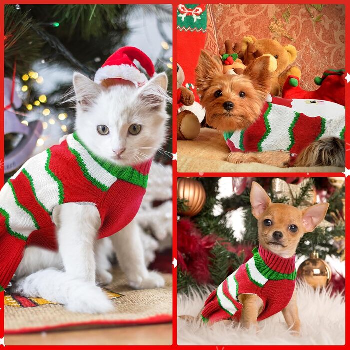 Костюм Святого Миколая для собак та котів, червоний, пуховий, ABRRO