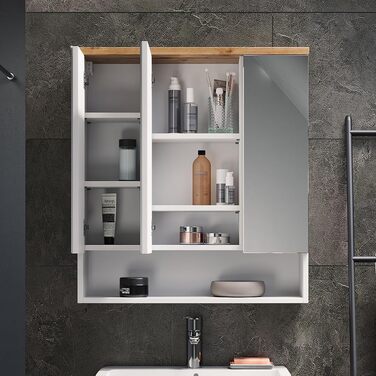 Дзеркальна шафа Vicco Eden для ванної, 40x84 см, колір дуб артизан/білий