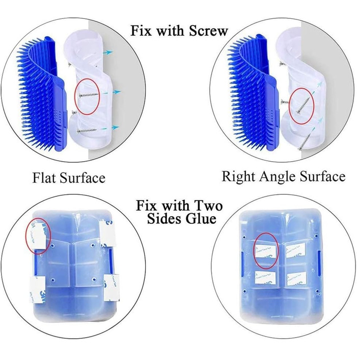 Настінна щітка-самостійний грумер для котів PTONZ з котячою м'ятою, 2 шт. - для видалення шерсті та масажу