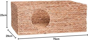 Клітка-будиночок для котів у шафу Billy, з натурального плетіння, для котів, дрібних тварин, кроликів, морських свинок, 75 x 29 x 25 см, матеріал: ротанг, плетиво