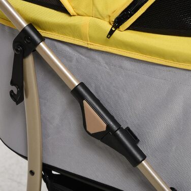 PawHut Переноска для собак та котів 2-в-1, жовта, з килимком, складний візок, для маленьких собак та котів