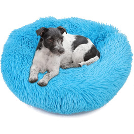 М'яке ліжко для собак та котів Donut 50 см - блакитне, для маленьких та середніх порід