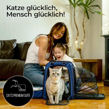Транспортна переноска для котів You Decide Munich Cat Premium Suite LX (блакитна) з туалетом, складна