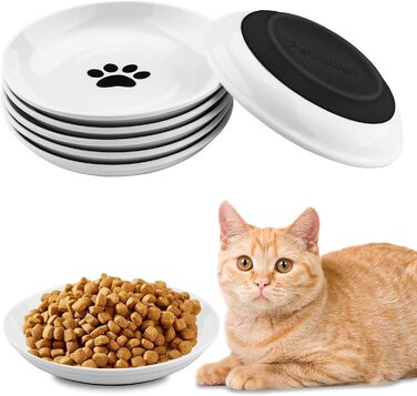 Набори мисок для котів Vexillic (6 шт.) з кераміки, з антиковзким силіконовим дном. Підходять для котів, кошенят та собак.
