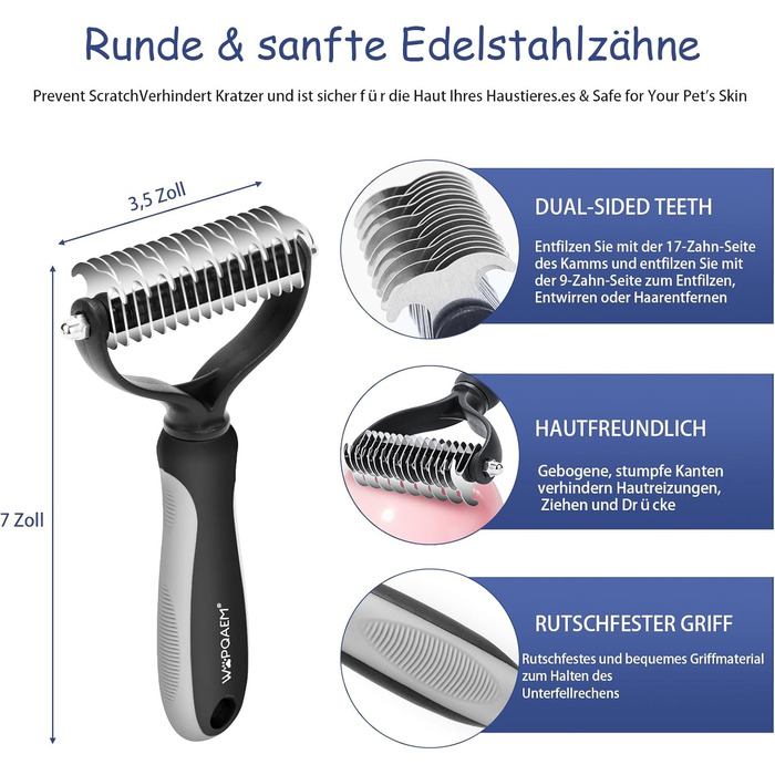Набір щіток для собак, 5 шт., для догляду за шерстю, самоочищувані, для великих та середніх собак, котів та дрібних тварин, ідеально підходить для довгої та короткої шерсті, зменшує випадання шерсті (сірий)