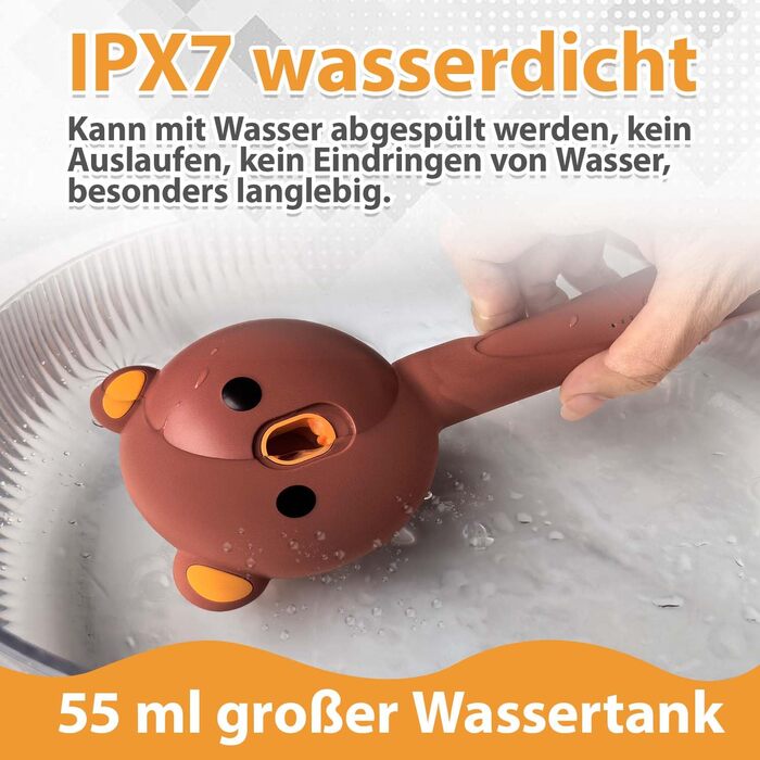 Парфумерна щітка для котів з розпилювачем, 4-в-1: видалення шерсті, масаж, розпилення, самоочищення, водонепроникна IPX7, для котів та собак, білий/коричневий колір