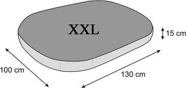 Матрац для собак овальної форми, Økoleinen - для маленьких, середніх та великих собак. Міцний, водонепроникний, з м'якою піною, для тварин, Outdoor & прання - 87x68x15cm (XXL - 130x100x15cm, Темно-сірий)