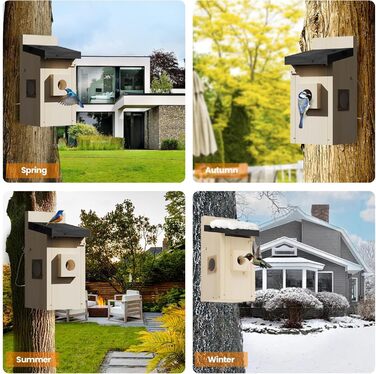 Будиночок для птахів з камерою 4MP HD, WiFi, водостійкий, нічне бачення, автоматичний запис, сповіщення в додатку, для спостереження за гніздуванням