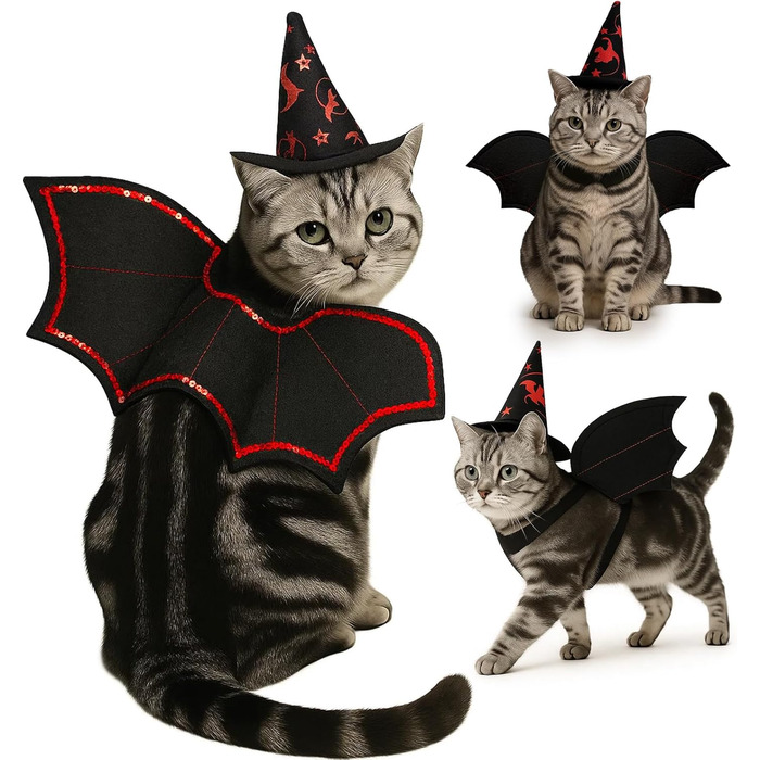 Костюм на Хелловін для собак: крила кажана, аксесуар для вечірки, одяг для цуценят, собак різних розмірів, кумедний косплей (один розмір)