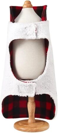 Зимовий теплий одяг для собак: флісова куртка, в перевернутому дизайні, в клітинку, для маленьких, середніх та великих собак (S), червоний