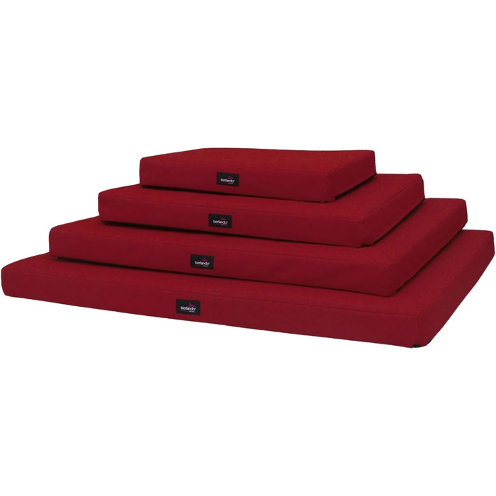 Ортопедичний лежак для собак Tierlando Alice з міцного поліестеру 600D, з віскоеластичною вставкою та неслизьким дном. Розмір: 120x90 см, колір: темно-червоний