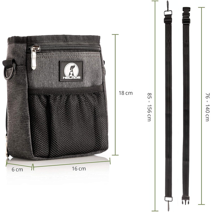 Мішок для ласощів для собак - міцний та водонепроникний аксесуар для прогулянок та тренувань (Чорний, Grey Edition)