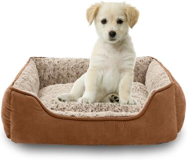 Крісло-ліжко для собак, миється, м'який плюш, заспокоююче, анти-тривожне, прямокутне, з неслизьким дном, 75 x 55 см, сірий (xs, коричневий)