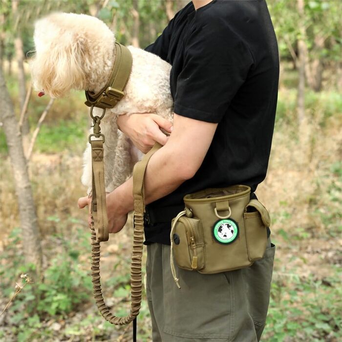 Сумка для тренування собак DONGKER, водонепроникна, з 2 кишенями, бежева
