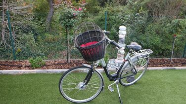 Корзина для велосипеда Marcus Hundefahrradkorb для руля з лози з металевою сіткою та подушкою, чорна. Корзина для собак, корзина на кермо, корзина для тварин, кошик для покупок, натуральна (з подушкою)