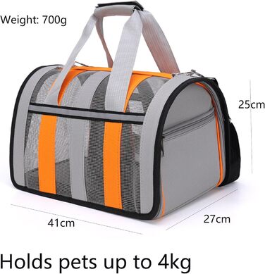 Транспортна сумка для кота/собаки MZSX, блакитна, до 4 кг, з дихаючою сіткою та світловідбиваючими смугами