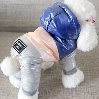 Зимовий одяг для собак: пуховик, комбінезон, зимова куртка. Водонепроникний зимовий теплий одяг з капюшоном для собак. Кольори: фіолетовий, жовтий. Розмір S