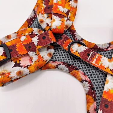 Нашийник для собак маленьких порід Soft, з регулюванням, квітковий принт, червоний, неон, з неопрену, з м'якою підкладкою, розмір S (35-44 см, 41-54 см)