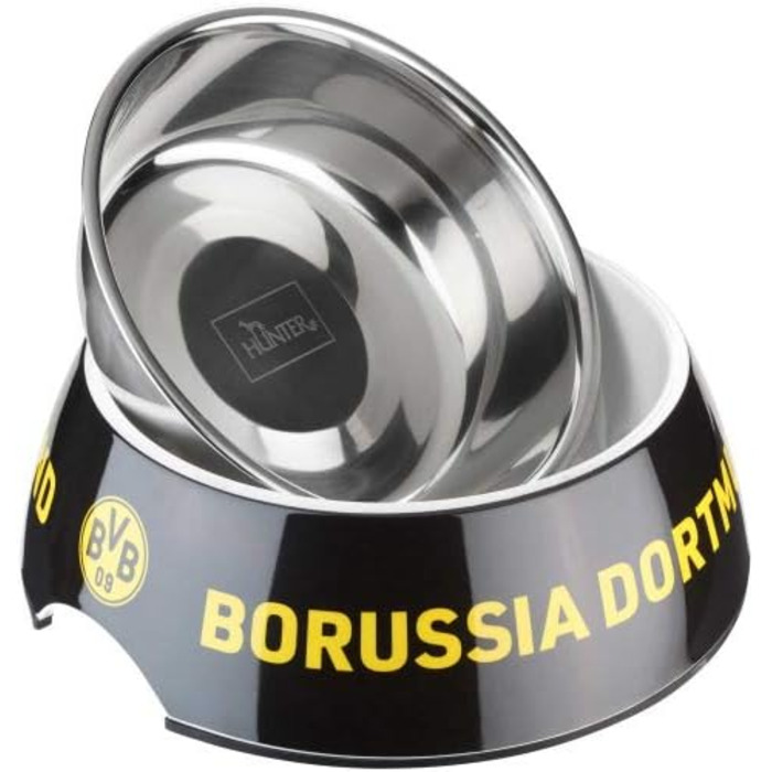 Миска для котів та собак HUNTER Melamin BVB, 160 мл, чорний/жовтий