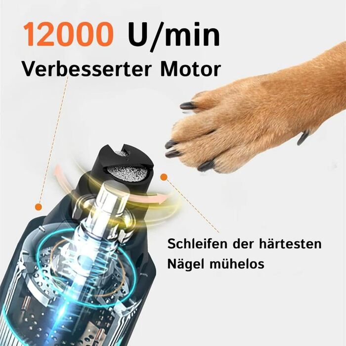 Шліфувальник для собачих нігтів Pawzyzie - безпечна та тиха технологія догляду за нігтями, 6 режимів, 2 LED-лампи, блакитний