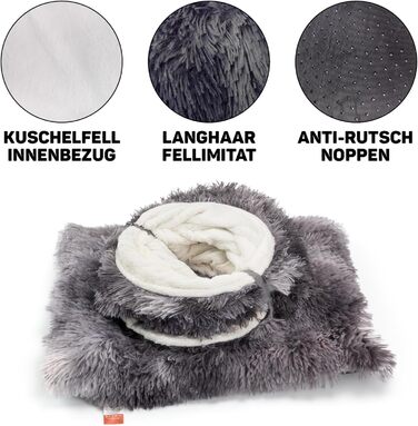 Преміум тунель для котів CUBI від CanadianCat Company: XXL з місцем для сну та м'яким лежанком, підходить для великих котів, темно-сірий, 100 x 80 x 26 см